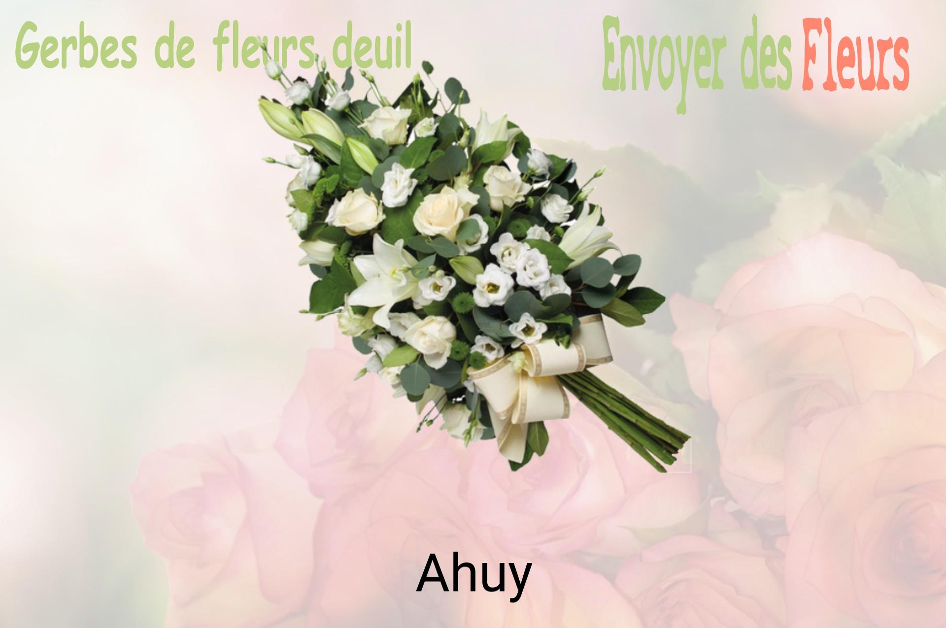 Gerbe de fleurs de deuil livrée à Ahuy